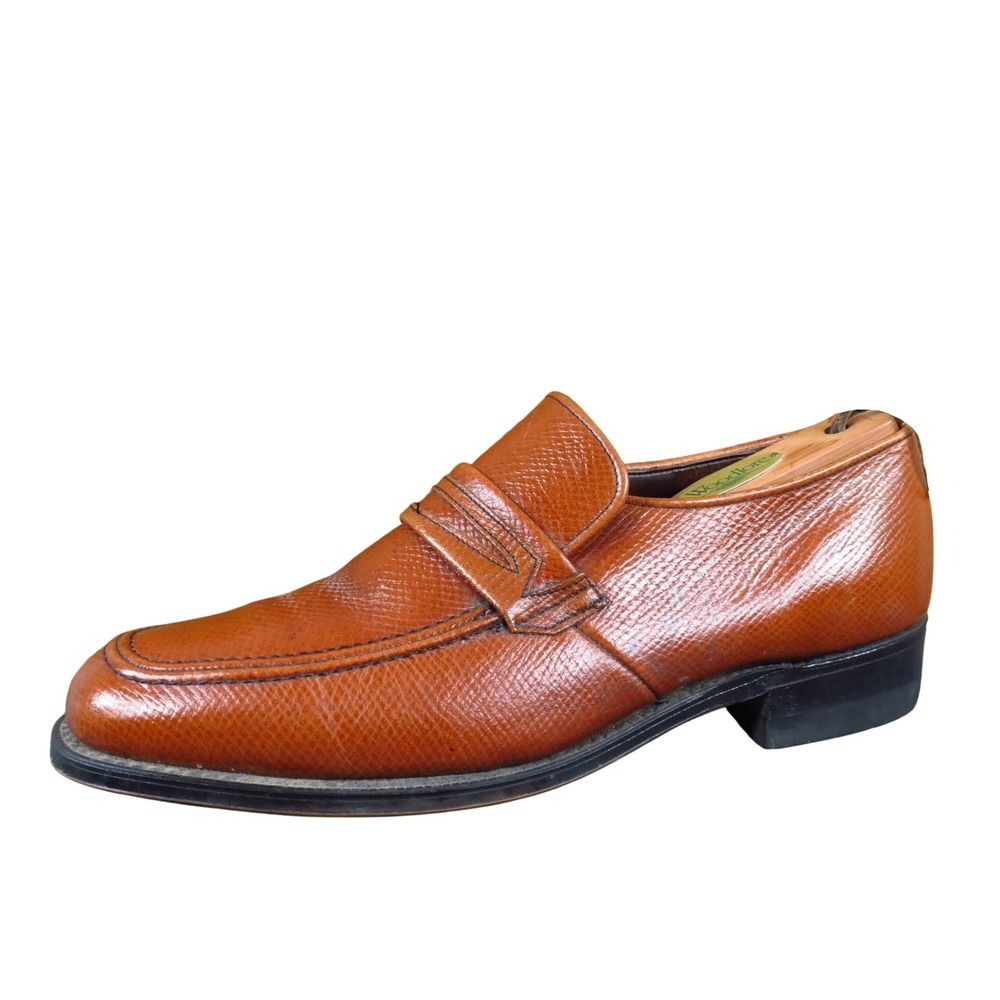 Nunn‎ Bush 927118 Mens Loafer 9.5 D Dress Formal Cognac Brown Textured Leather